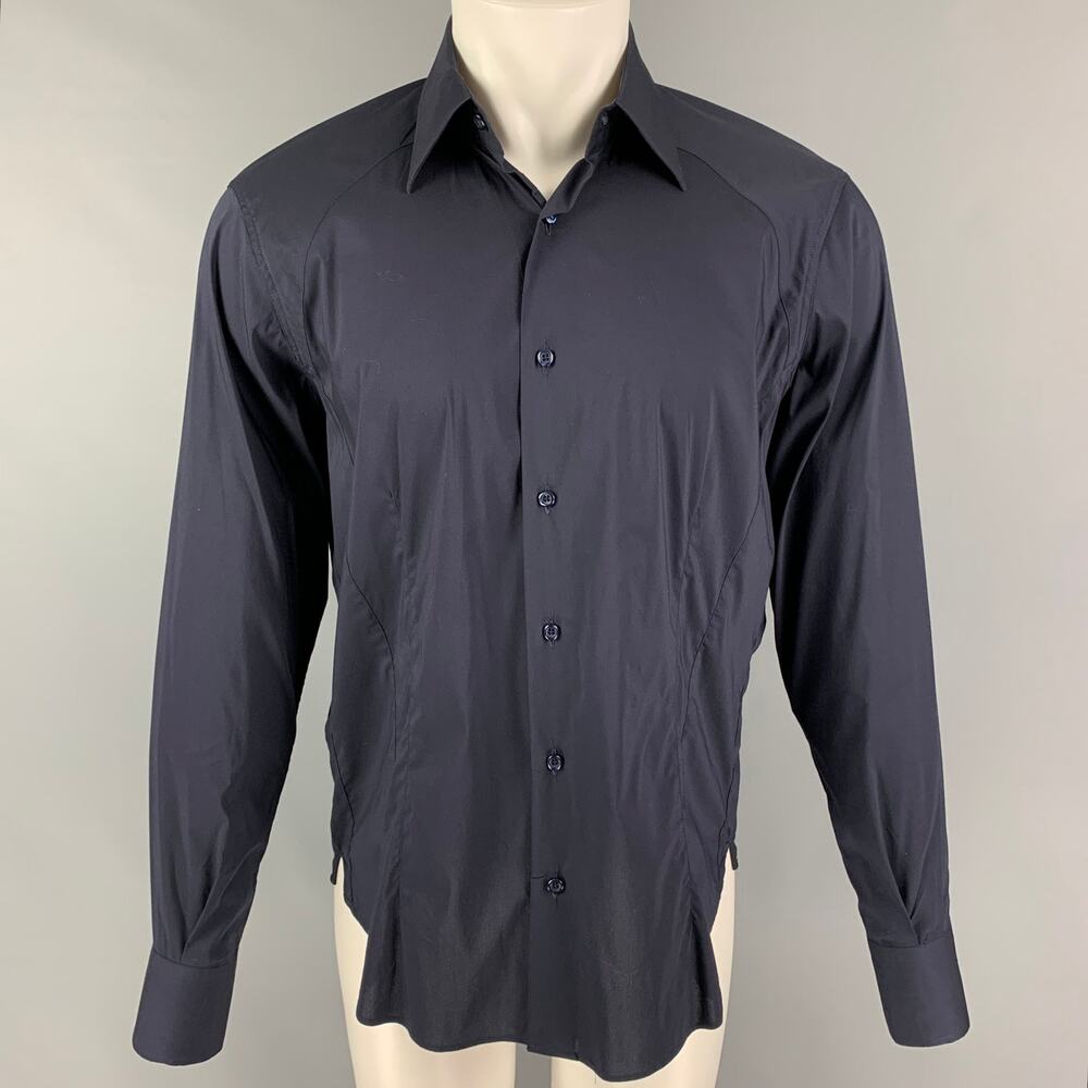 LAB by PAL ZILERI Size M Navy Cotton Blend Button Down Long Sleeve Shirt